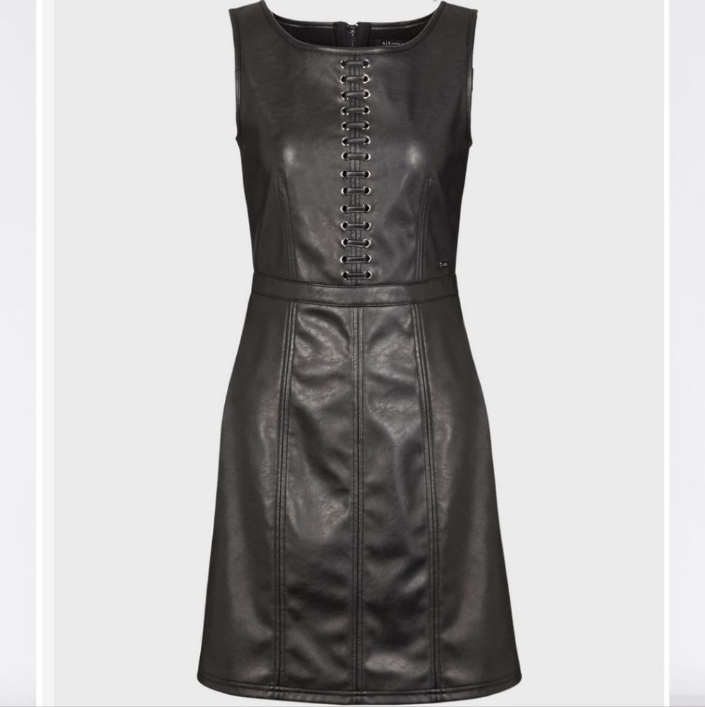Armani Exchange FAUX-LEATHER MINI DRESS